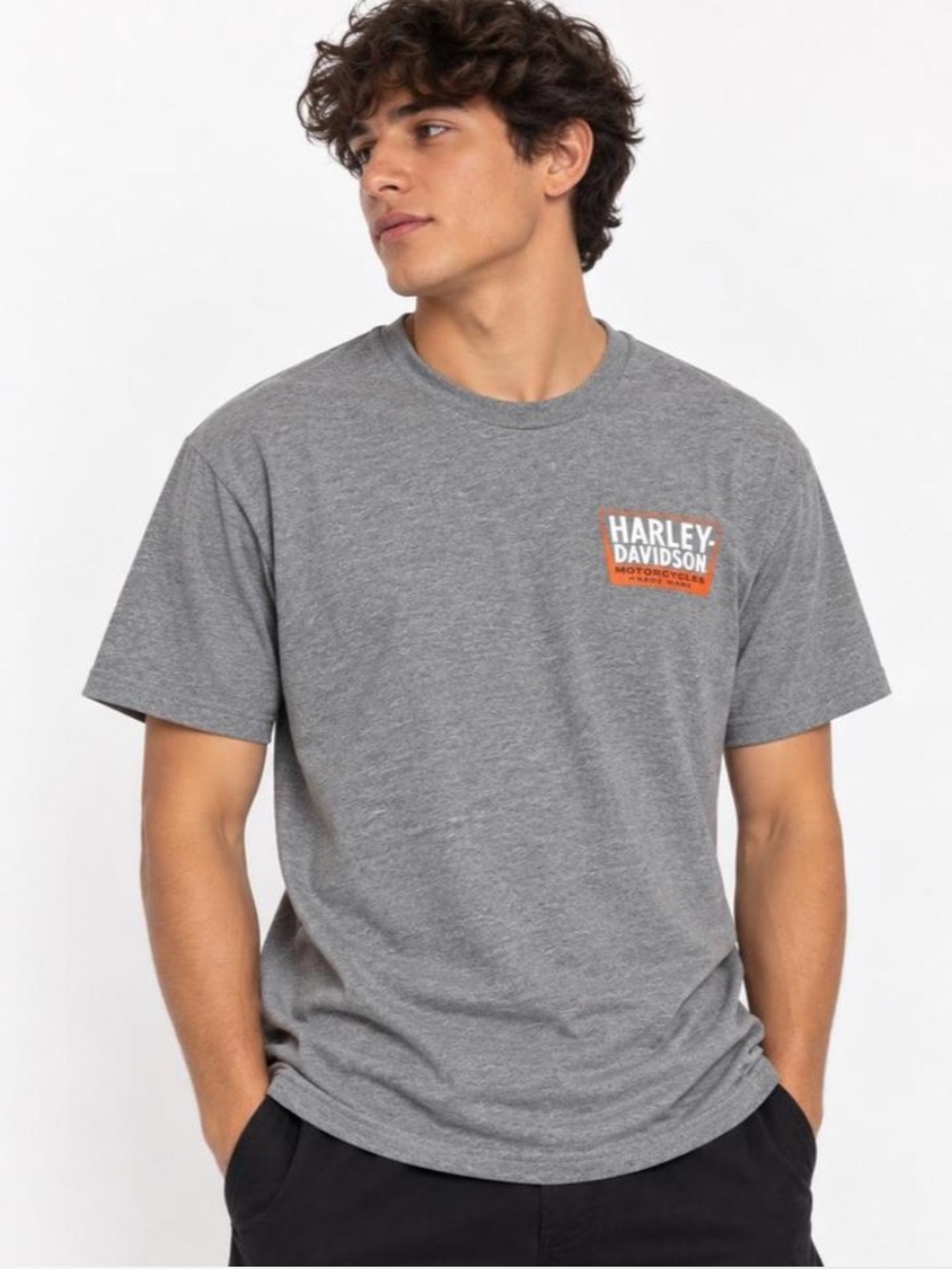 Harley-Davidson Gray Short Sleeve Tee with Orange Logo